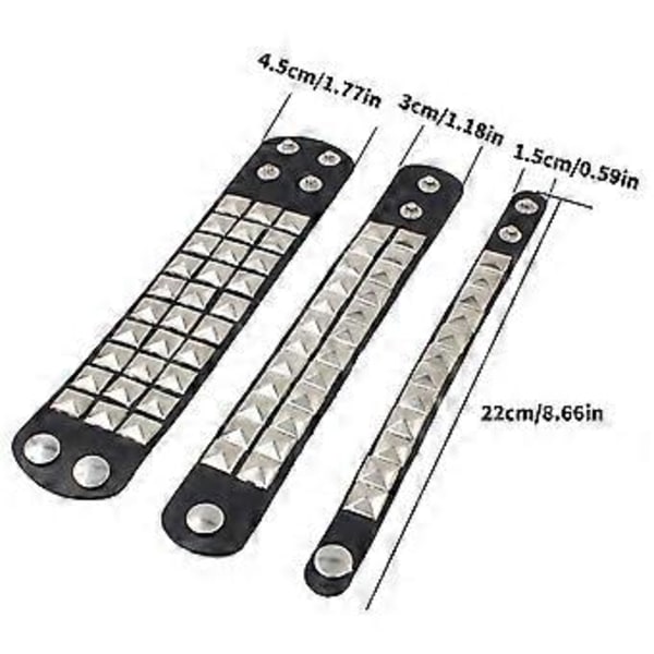 Svart Läder Punk Armband Fyrkantiga Nitar Armband Fyrkantigt Nitat Armband Läderstruktur för Trendig Look (Svart andra raden)