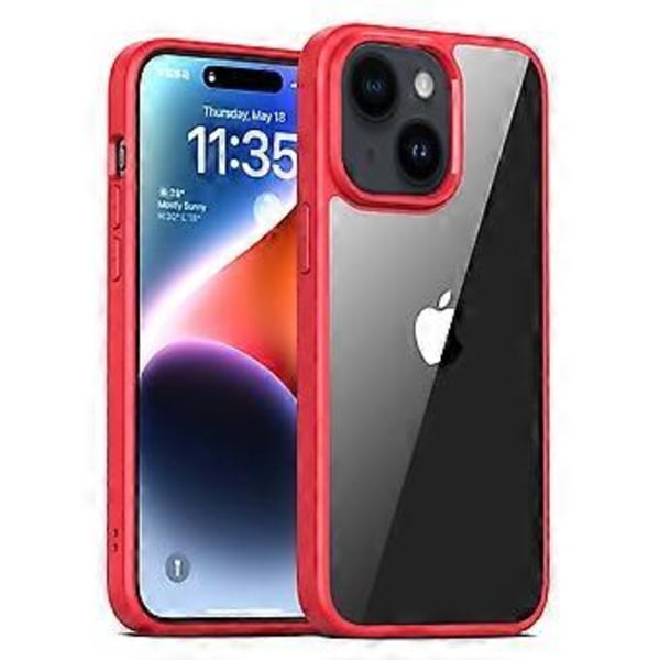 Til iPhone 15 Plus Transparent PC Bagside + TPU Ramme Beskyttelsesetui Mobiltelefon Cover (Style D)