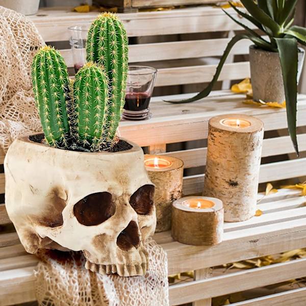 Halloween slik skål, Halloween kranie dekoration skræmmende harpiks hoved