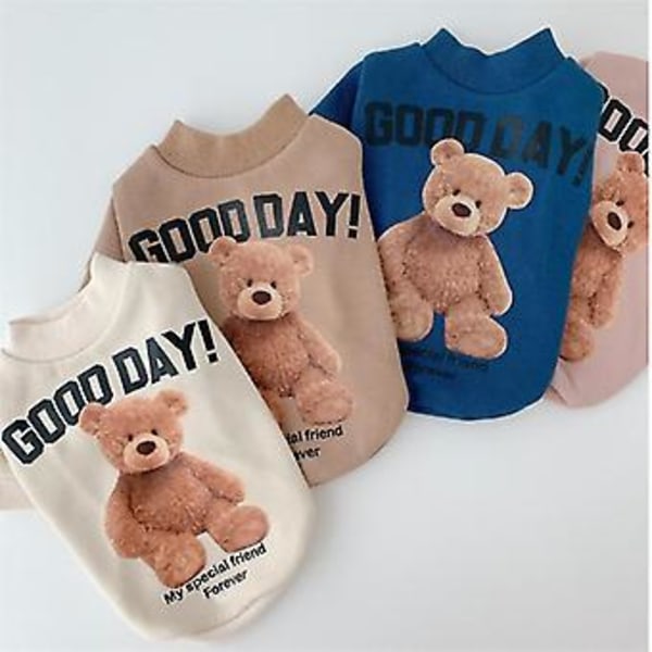 Efterår Vinter Hvalpe Hoodie Tøj Tegneserie Bjørn T-shirt Vest Kat Trøje Lille Mellem Stor Hund Sport Shirt Kæledyr Vest Kæledyr Tøj 2 (M )