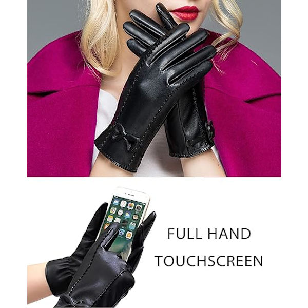 Vinterhandsker PU Dame Touch Screen Varme Fleece Foret Faux L