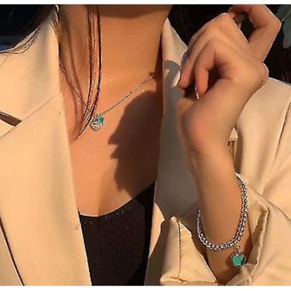 Klassisk Halskæde Dobbelt Hjerte 925 Sterling Sølv Vedhæng (1 Stk, Pink) ( )