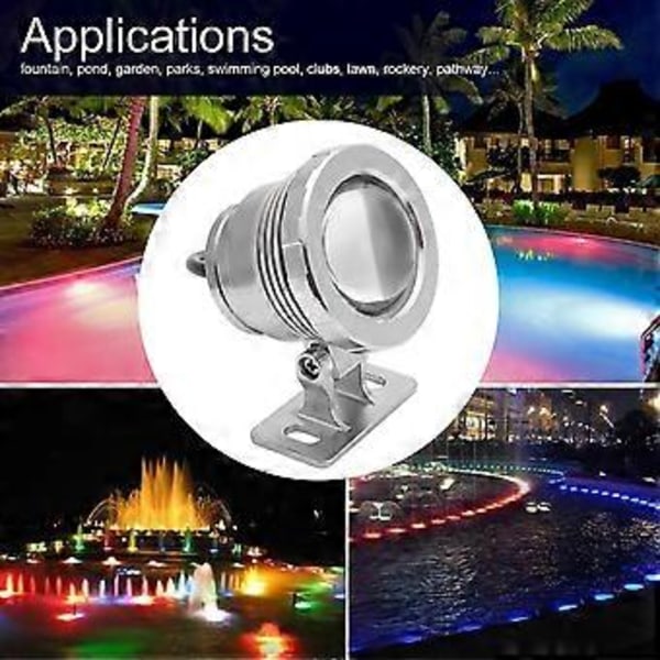 RGB LED vedenalainen valo, vedenpitävä monivärinen ulkopuutarhavalaisin AC/DC 12V (hopeanvärinen)