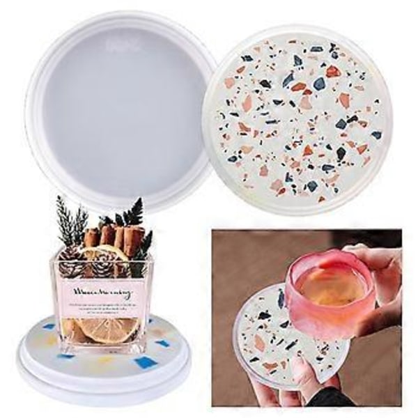 Silikoneform til coasterbase, rund form, DIY UV epoxy resin støbeforme, boligdekorationer, håndlavede håndværk, gipsforme (MD3490 2)