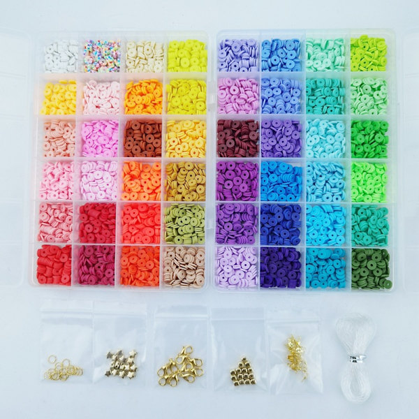 4800 stykker lerperler, bløde lerstykker, bløde lerperler, håndlavet smykker, armbånd, DIY-tilbehør