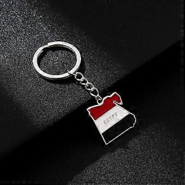 Bærbar Nøglering Rustfrit Stål Kort Nøglering til Kvinder Mænd Egypten Kort Flag Form Nøglering Etnisk Stil Flag Form Nøglering( )