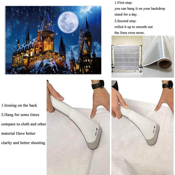 Halloween-bakgrund, magiskt slott, trollkarl, skola, natt, måne, Ch