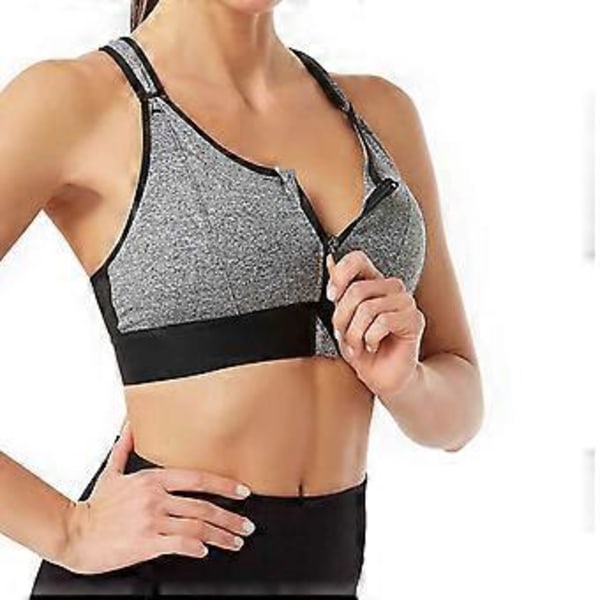 Naisten High Impact Urheiluliivit Vetoketjullinen Edestä Plus Koko Pehmustettu Jooga Push Up Liivi (M musta)