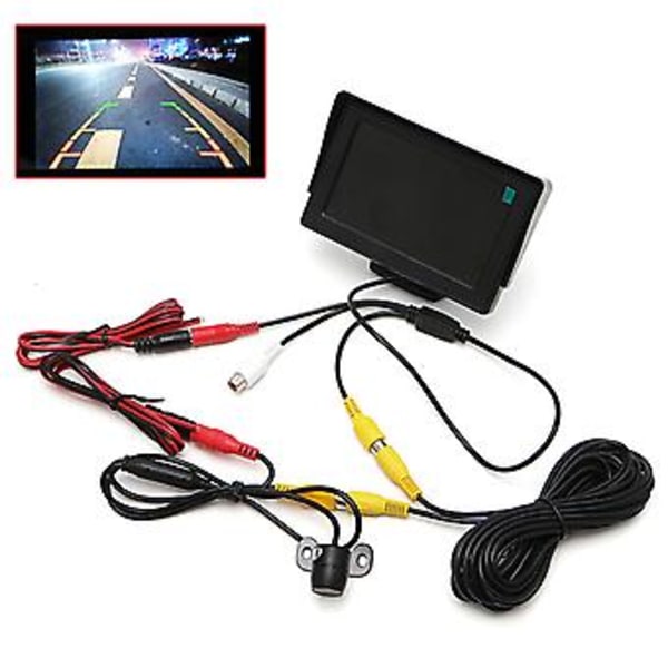 2-i-1 Bilparkeringskit 4,3\" TFT LCD-skärm + Vattentät backkamera