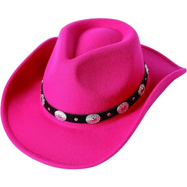 Dame Menn Filt Bred Bremskjerm Western Cowboy Hatter Beltespenne Panama H