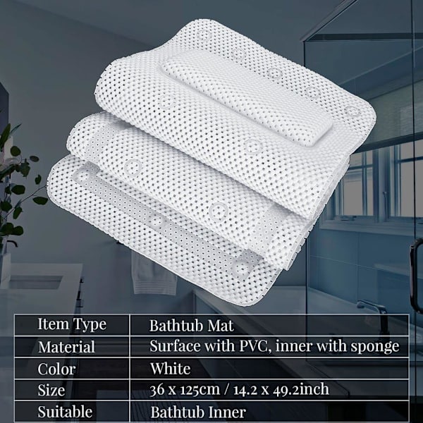 Fuld badekar pude - Spa madras luksus skridsikker pude blød åndbar quiltet badekar måtte bade pude