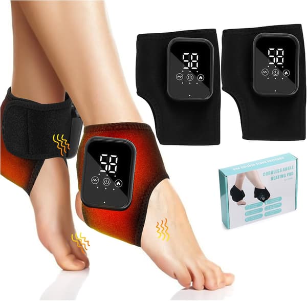 Varmeterapi-apparat, ankel- og fodledsmassager med varmefunktion, 1 par sort Black 1 pair