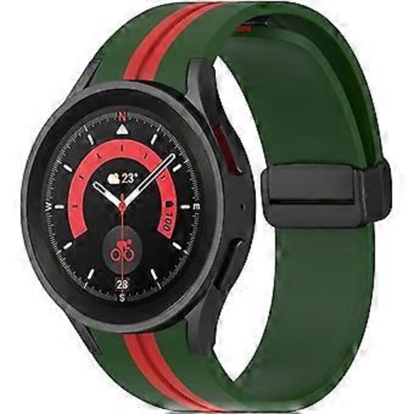 Magnetisk foldespænde silikone urrem, kompatibel med Samsung Galaxy Watch 5 Pro 45mm/Galaxy Watch 5 44mm 40mm/Galaxy Watch 4 44mm 40mm