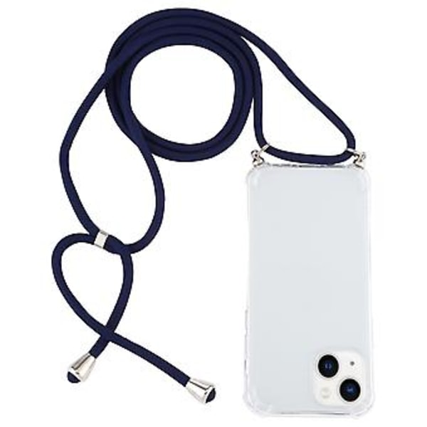 TPU-fodral med snodd för iPhone 15 Plus (Mörkblå)