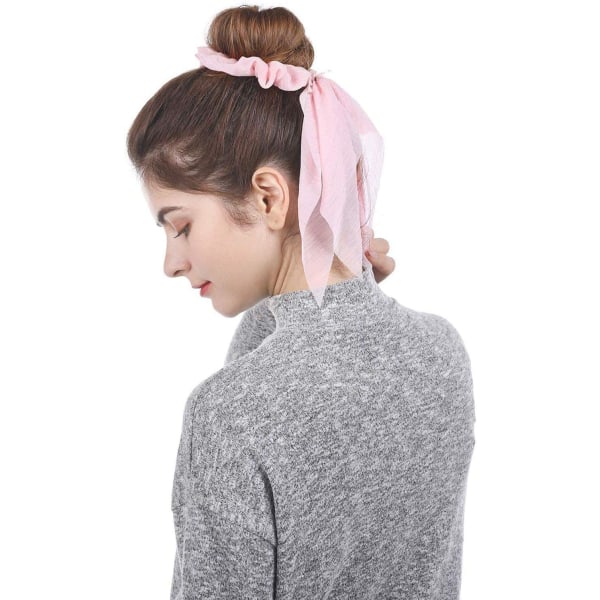 Hårbånd, Scrunchie Bow, 8 stk. Dobbeltlags Bow Scrunchies, Bløde Elegante Elastiske Hårbånd Hai