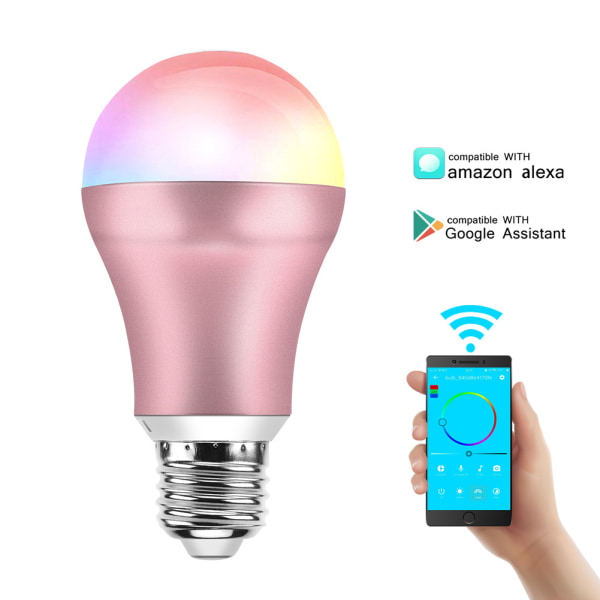 Smart glödlampa, 550 lumen färgskiftande WiFi LED-ljus B