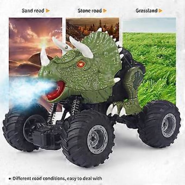 Ny RC Dinosaurbil Spraybil - Perfekt Julegave til Gutter - Kraftig Drifte Leketøy - BPA Fri (Tyrannosaurus Rex gul)