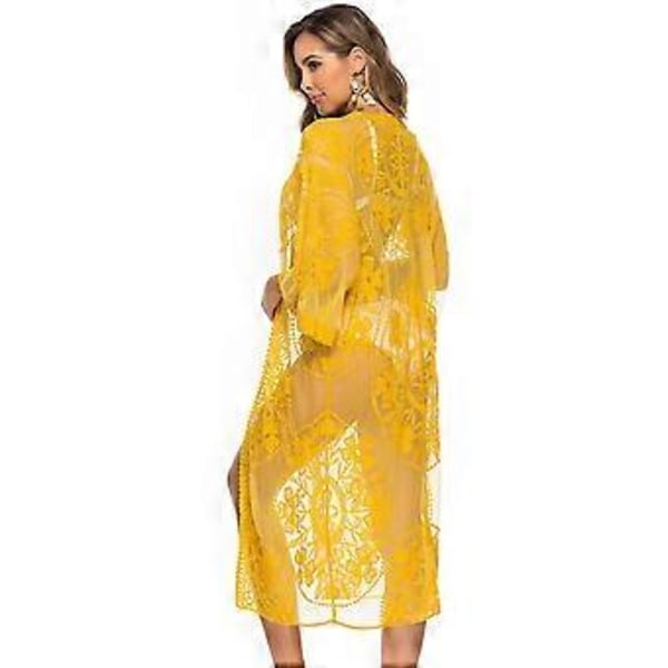 Bikini Cardigan for Kvinner Lang Strand Cover Up Bikini Strand Cardigan Blonde Hvit Strand Cover Up (flere alternativer) (svart)