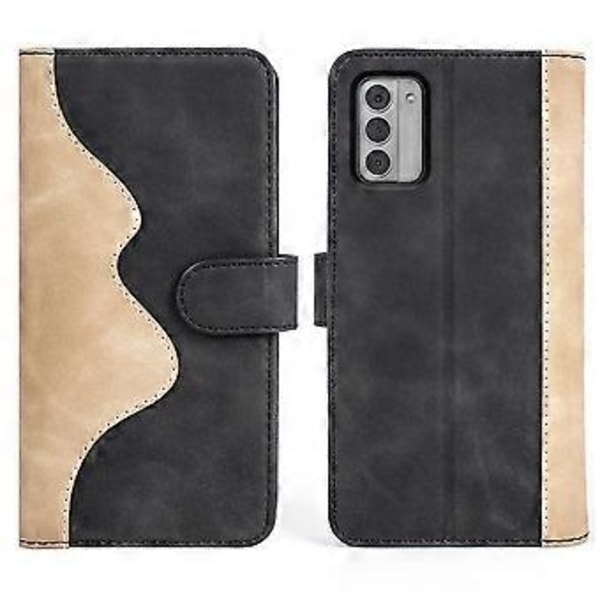 Dual-farvet Splejset Cover til Nokia G42, PU Læder Anti-drop Wallet Stand Telefon Case (Style B)