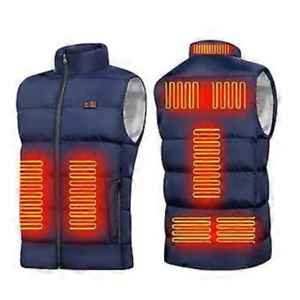 Vintervärmeväst Unisex Uppvärmd Väst För Män Kvinnor Med 9 Värmepaneler (4XL GRÅ)