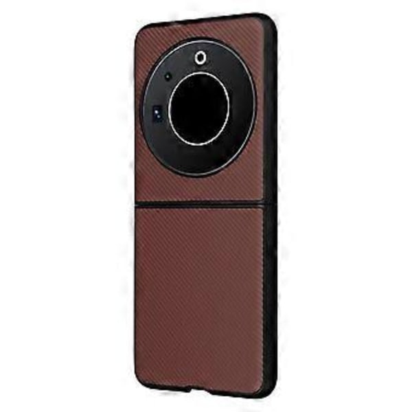 Mobilfodral i kolfibertextur med PU-läderbelagt PC för TECNO Phantom V Flip