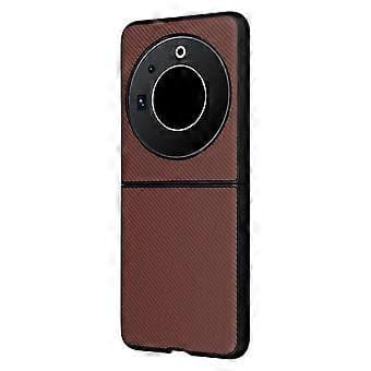 Til TECNO Phantom V Flip Karbonfibertekstur Deksel PU-skinnbelagt PC-telefondeksel