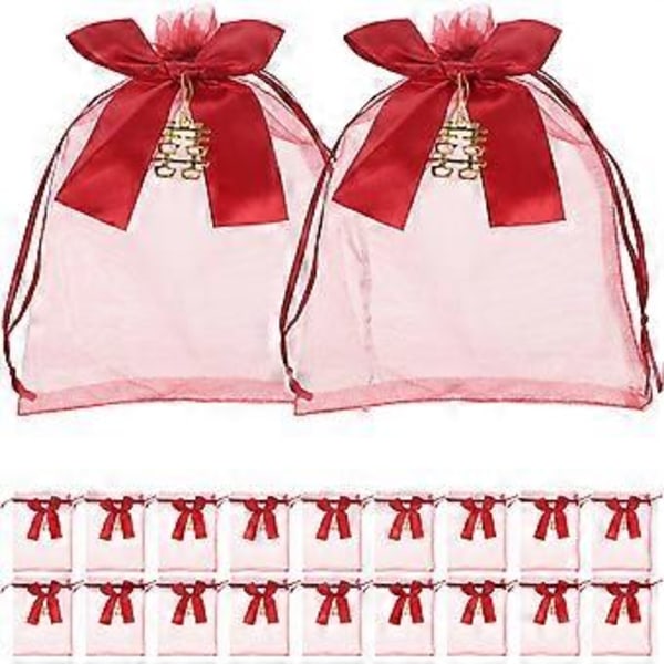 20 stk. Organza Gaveposer Bryllupsgaveposer med Snøre Smykkeposer