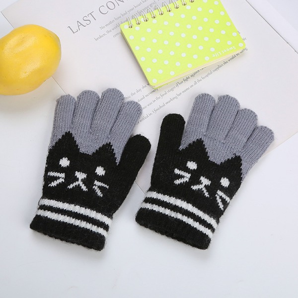 Children's Finger Gloves Autumn Winter Warm Gloves Mittens with P