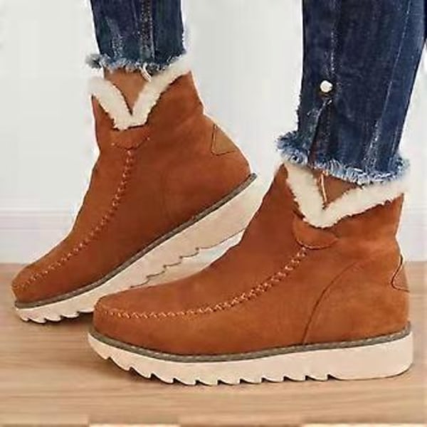 1 Par Klassiska Halkfria Ankel Uggs för Kvinnor Svart Bomull 1 Par Varma Snökängor Mikrofleecefoder (42 Brun)