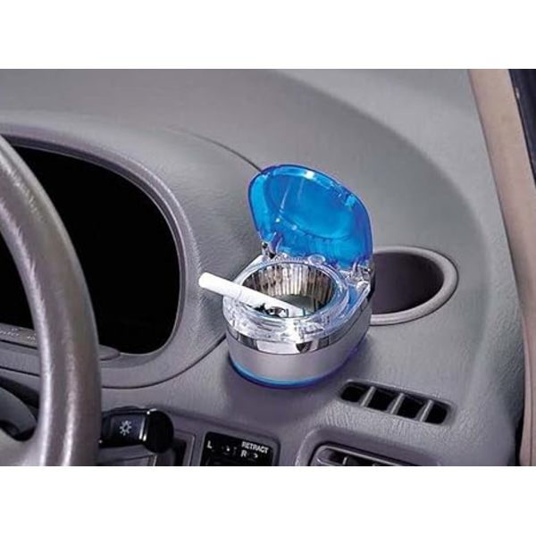 Mini Bärbar Bil Askopp Blå LED-Lampa för Instrumentbräda Ciga