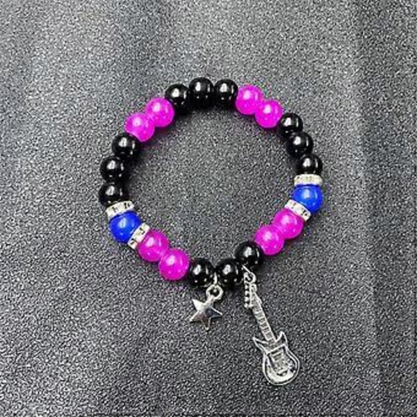 Set med 1/2 Justerbart Pararmband Matchande Armband Släta Pärlor Magnetisk Handkedja Tillbehör för Kvinnor Flickor (gitarr ankare röd bl)