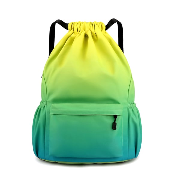 (L gullig grøn) Rygsæk med snoretræk, unisex sportstaske til Swi