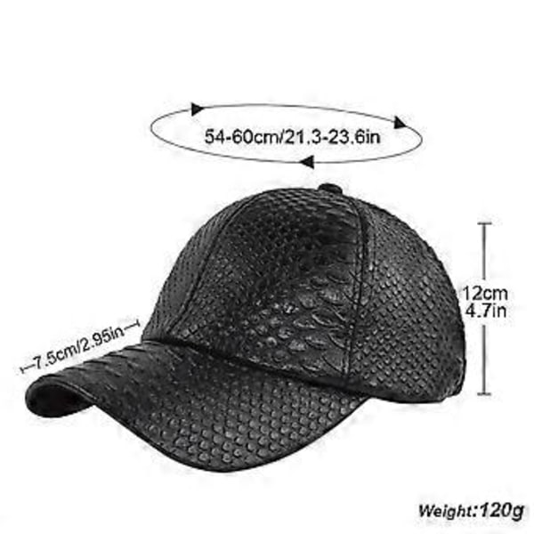 Herre Baseball Cap i Kunstlæder med Krokodilleprint, Ensfarvet Hat med Justerbar Rem (Mørkeblå)