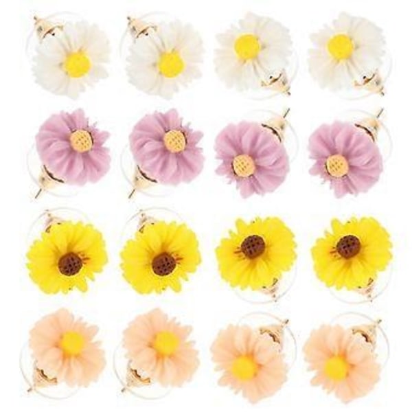 8 Par Ørestikker Teenagere Piger Daisy Øreringe Moderne Blomsterøreringe Søde Øresmykker til Kvinder