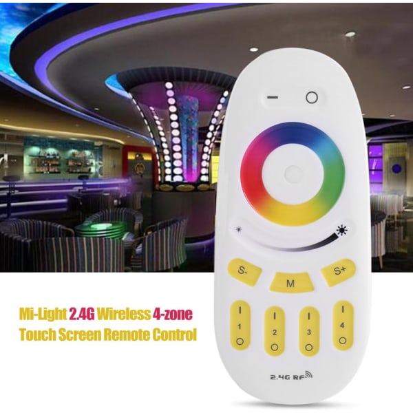 RF LED-fjernbetjening, 2,4G RGBW-fjernbetjening 4-zone touch LED-controller RGB LED-dæmperstyring