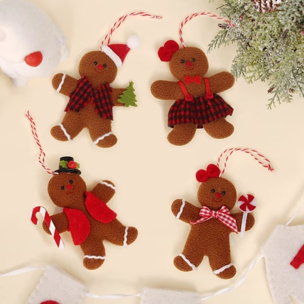 4 kappaletta piparkakkumiehen nukkekoristeita piparkakkunukke joulu
