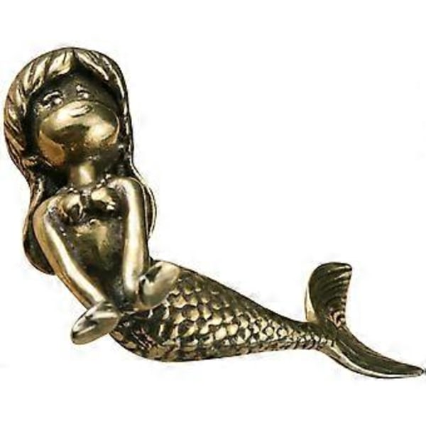 Messing Havfrue Figur Messing Havfrue Ornament Hjem Te Bord Havfrue Dekor
