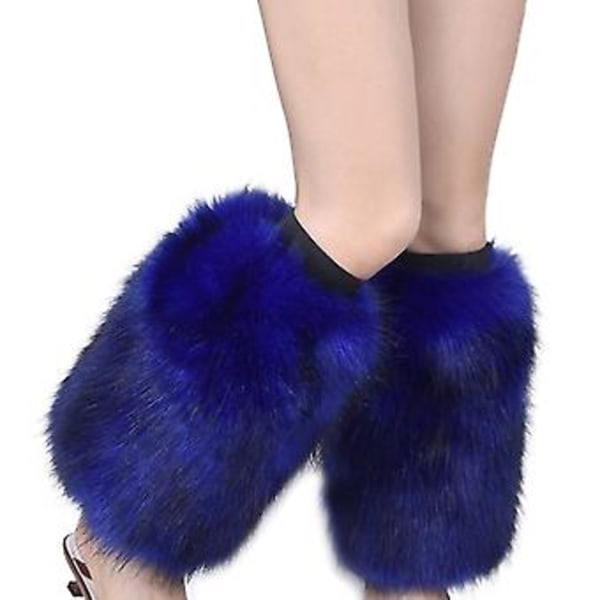 Dam Benfals Legwarmers Stövlskydd Vibrerande Neon Päls Plysch Leggingsöverdrag (Royal Blå)