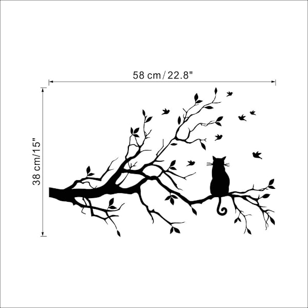 Grener Blader & Katt Veggklistremerker Fjernet Vinyl Fugl Vegg