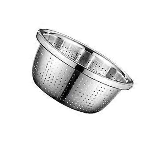 Ruostumattomasta teräksestä valmistettu lävikkö, vihannesten kuivaaja, metallikulho, kestävä 201 ruostumaton teräs, paksuuntettu valutuskori, riisinpesukulho (24 cm)