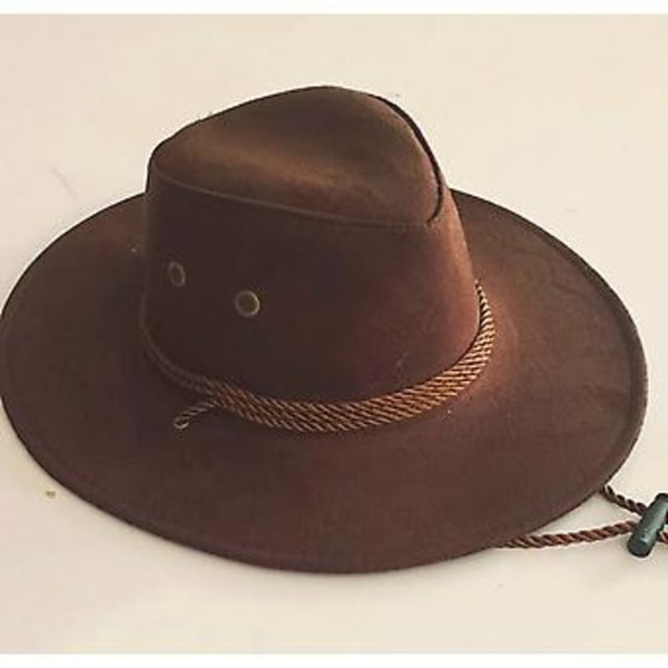 Herr Faux Läder Mode Bucket Hatt Cowboy Fedora Hatt Bred Brätte Utomhushattar (Kaffe)