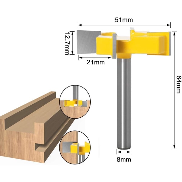 CNC fræserbits til spoilboards, 8 mm skaft 2 tommer skærediameter, gulvfræser, træfræserbitplan