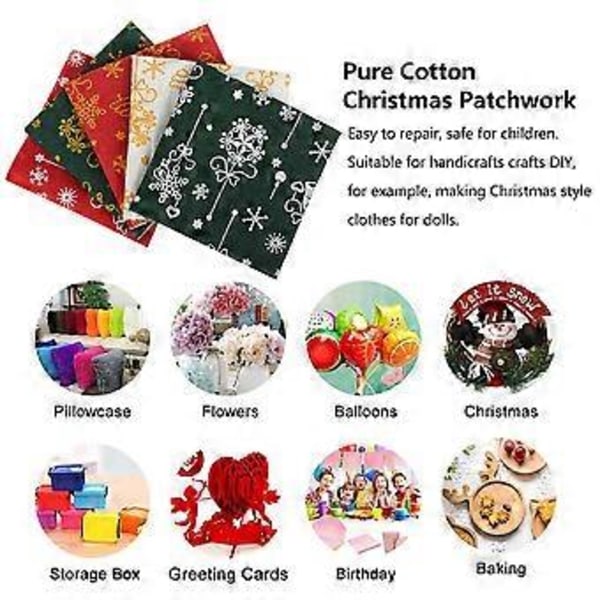 10 stk. 20x20 cm juleprintet bomuldsstof til patchwork håndarbejde DIY håndlavet sy stof juledekorationer