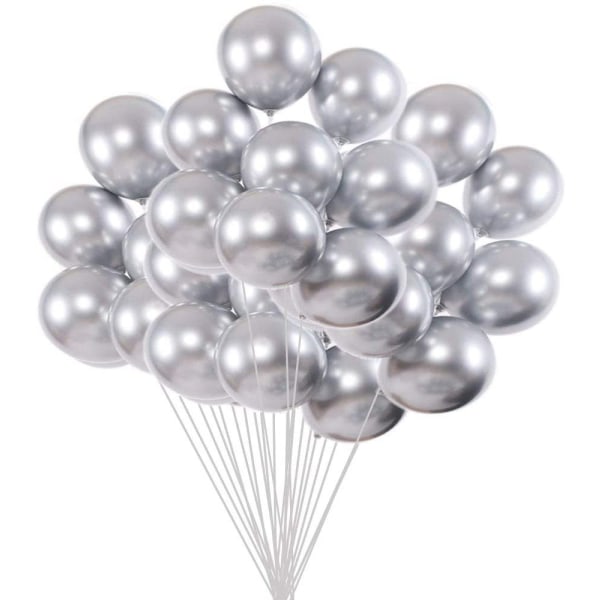 50 stykker ballons d'anniversaire en argent, ballons konfettis,