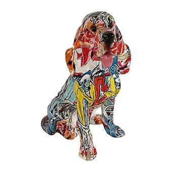 Färgglad Hundstaty Harts Hantverk Dekoration Valp Figurer Heminredning Samlarobjekt Hantverk Djurfigur Staty för Matsal Bänkskiva (Stil A)
