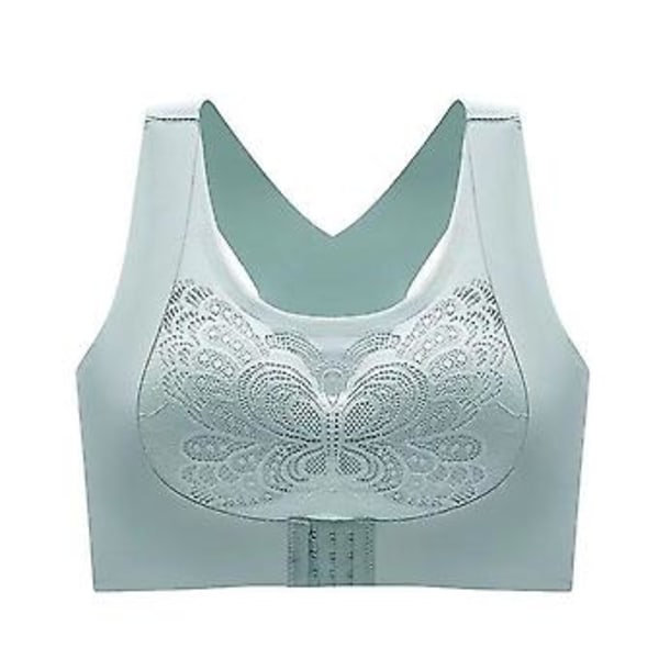 Women's Front Closure Seamless Beauty Back Bra Wireless Padded Bra Comfortable Underwear -c (2XL Green)