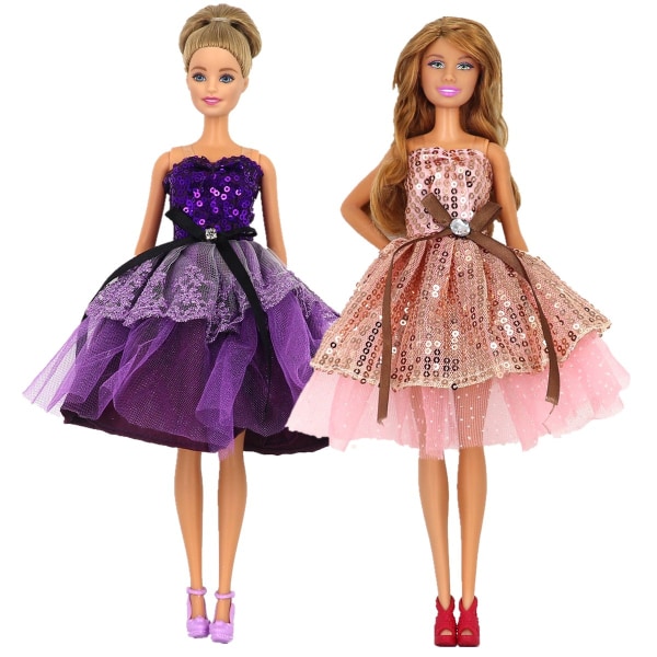 2 sæt dukketøj, velegnet til nyt 30 cm dukketøj, fluffy prinsessekjole-dressingsæt, mode
