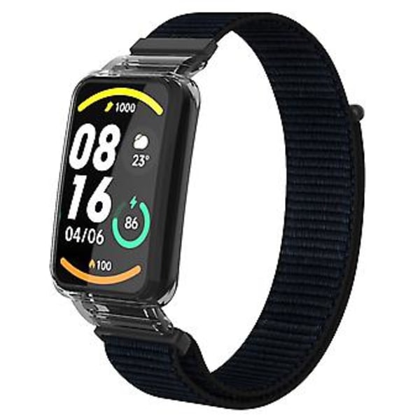 PC-etui + Nylon Loop-rem til Xiaomi Mi Band 7 Pro (Sort)
