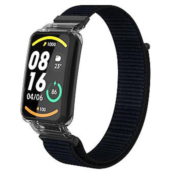 PC-fodral + Nylon Loop-rem för Xiaomi Mi Band 7 Pro (Svart)