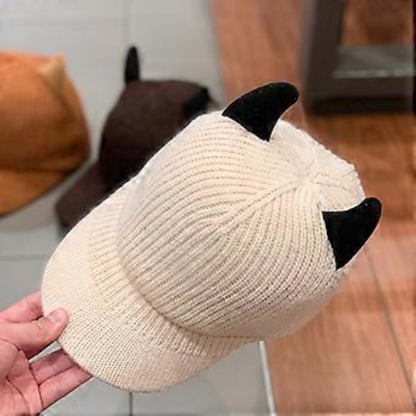 Fashionabla Söta Horn Basebollkeps Stickad Basebollkeps Vilda Utomhussporter i Kallt Väder Utomhusaktiviteter Skidåkning Vandring Khaki(Khaki)